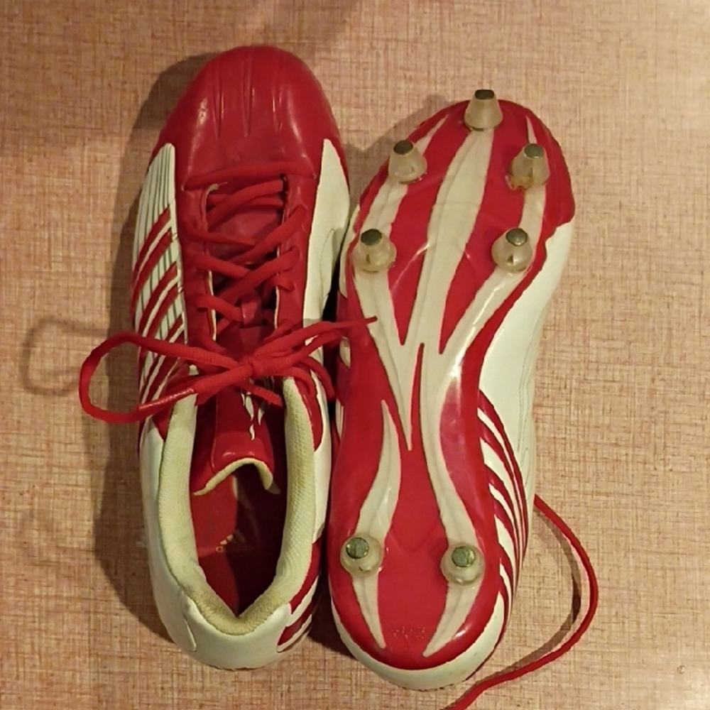 Red and White Football Cleats